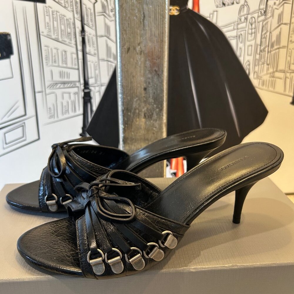 Balenciaga Cagole 70 Leather Mule in Arena Lambskin Black